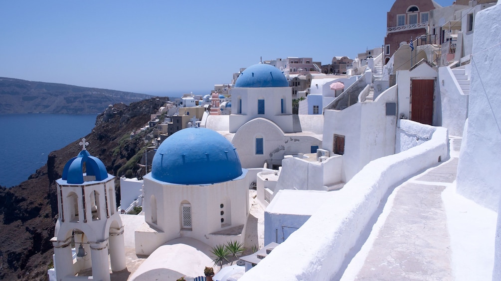 White Greek buildings in Santorini