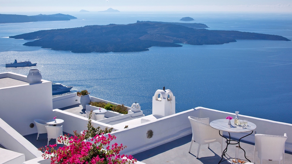 Scenic view of the ocean from Santorini
