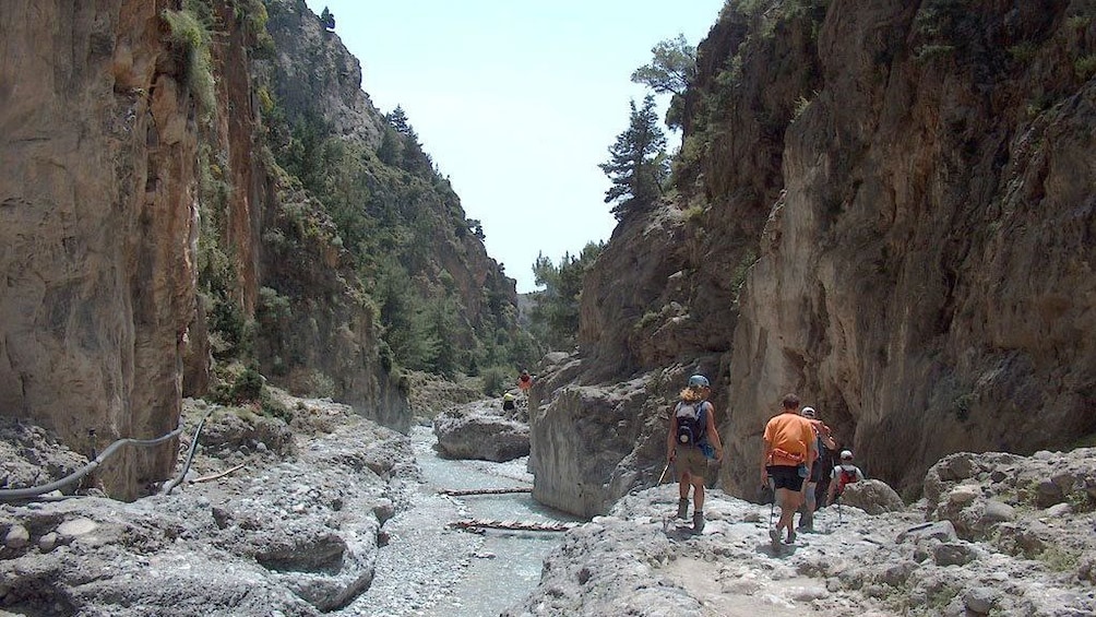 Tourists hiking on the Samariá Gorge Full-Day Excursion
