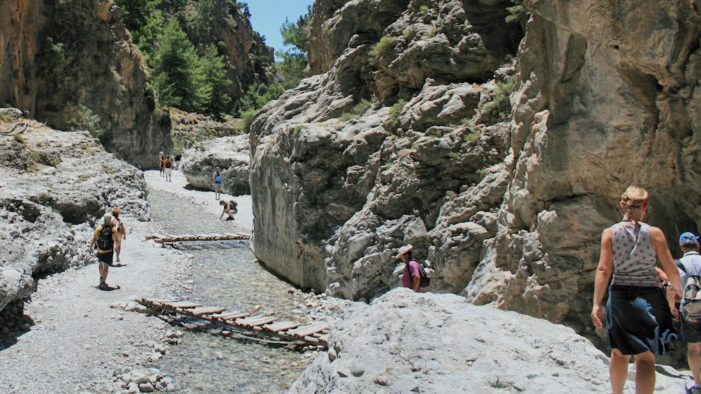 Tourists hiking on the Samariá Gorge Full-Day Excursion