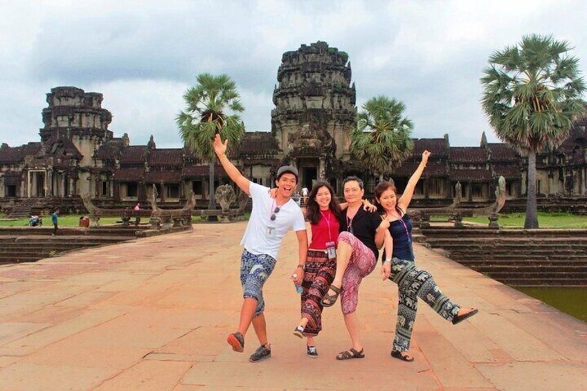 Happy family clients at Angkor Wat