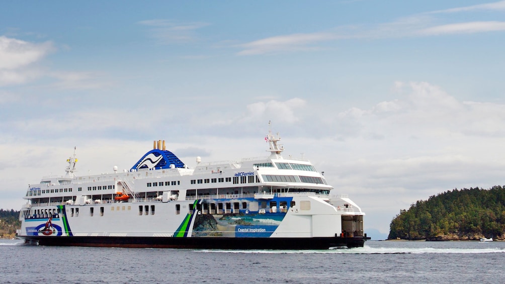 Aboard a large ferry in Vancouver