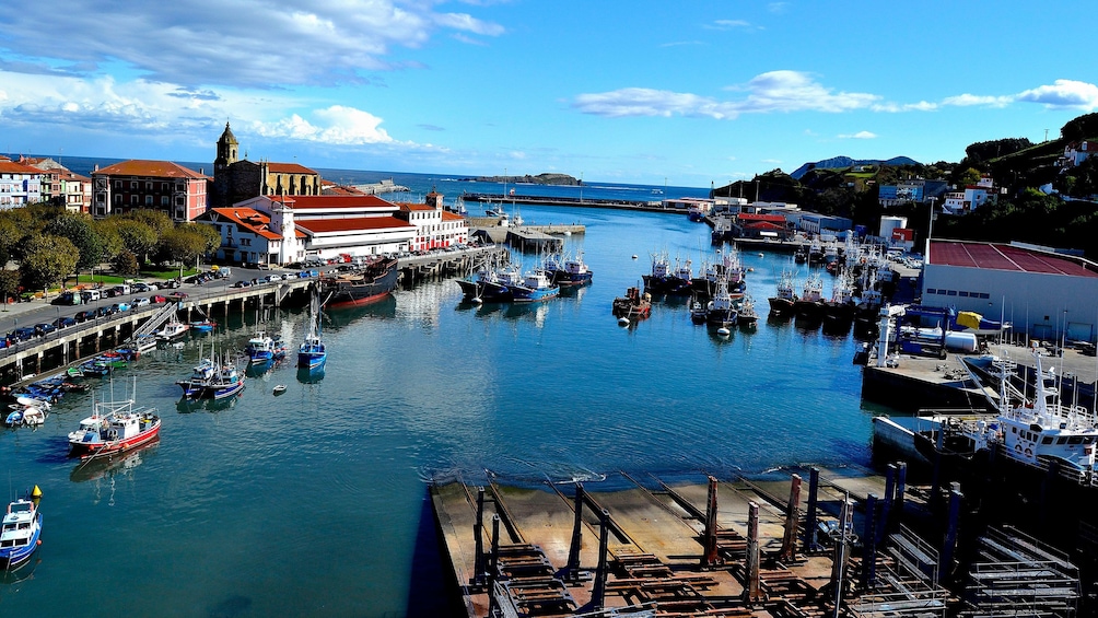 Boats and buildings along the Basque coast