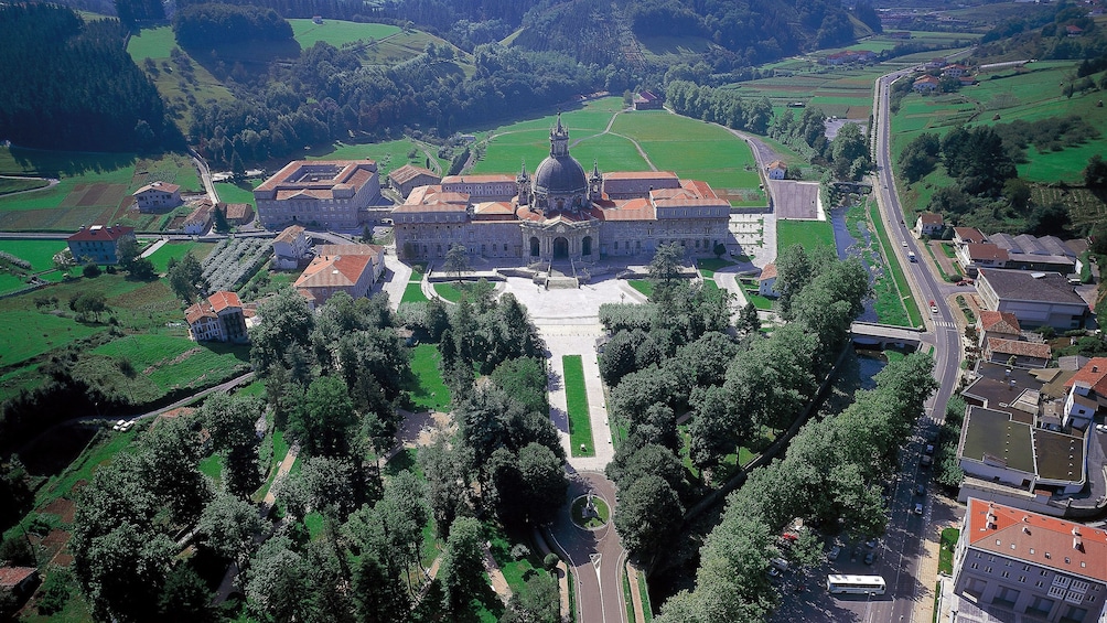 Aerial view of a church in Spain