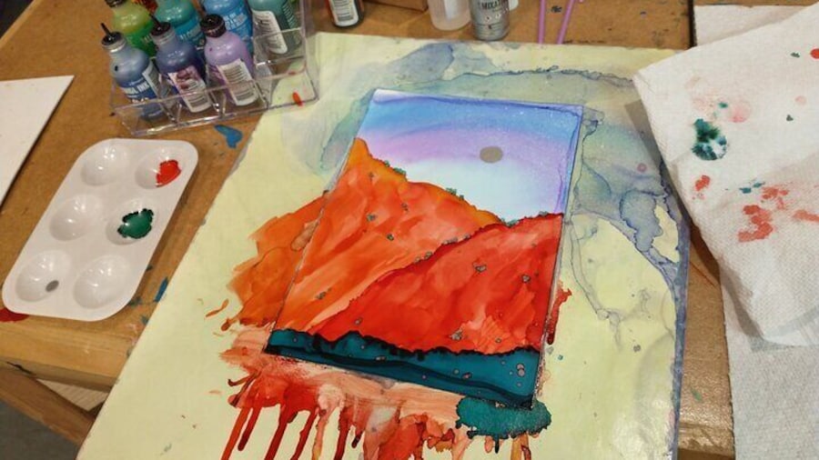 Alcohol Ink Landscape Art Class in Estes Park