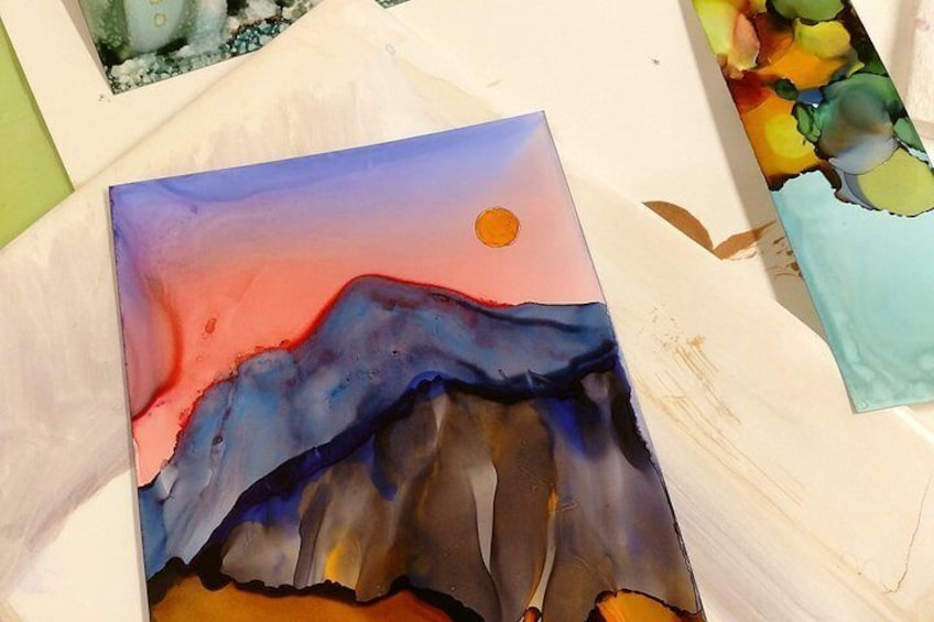 Alcohol Ink Landscape Art Class in Estes Park