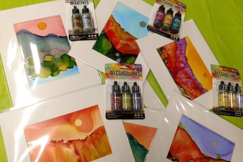 Alcohol Ink Landscape Art Class in Estes Park