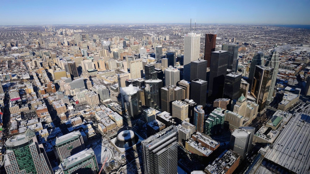 Helicopter view of Toronto's skyline