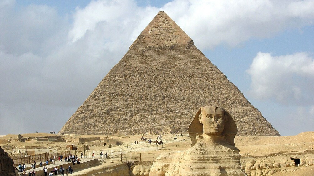 Sphinx and pyramid in Cairo