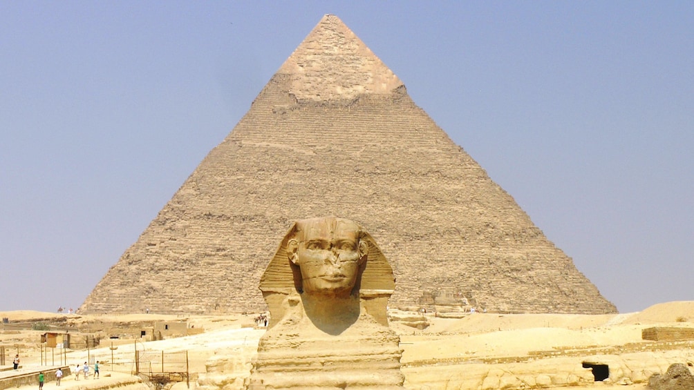 Sphinx and pyramid in Cairo