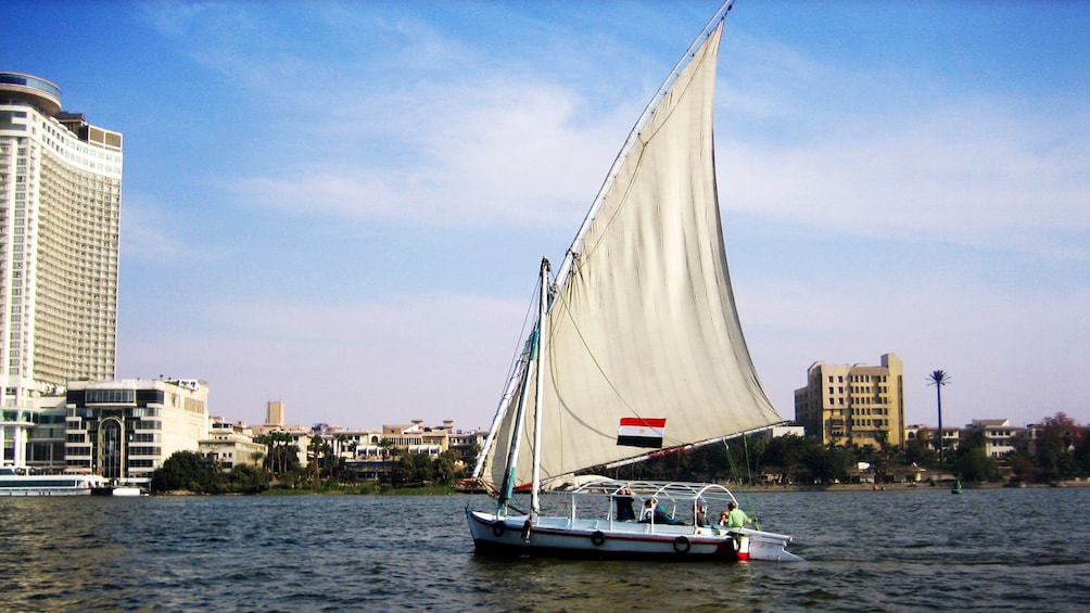 Boat cruising at the River Nile during the day in Cairo 