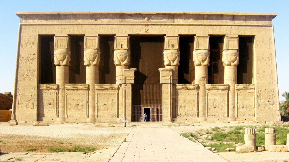 stone carved building front in luxor