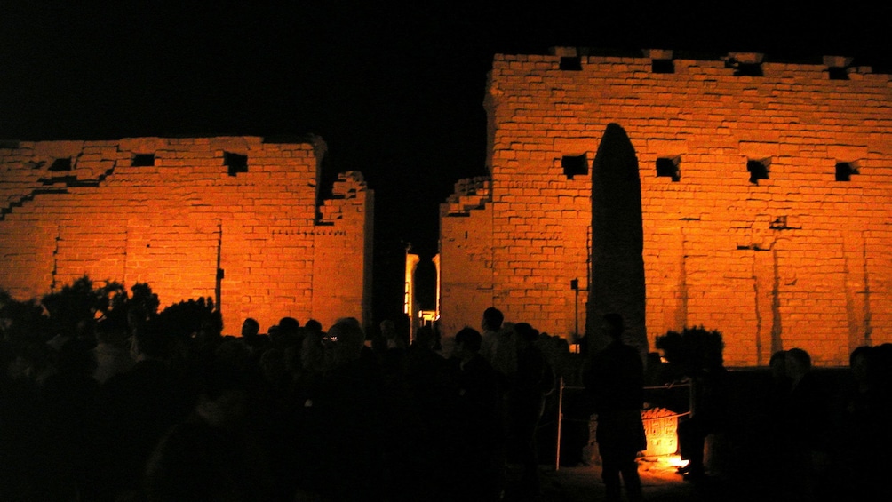 stone building at night in luxor