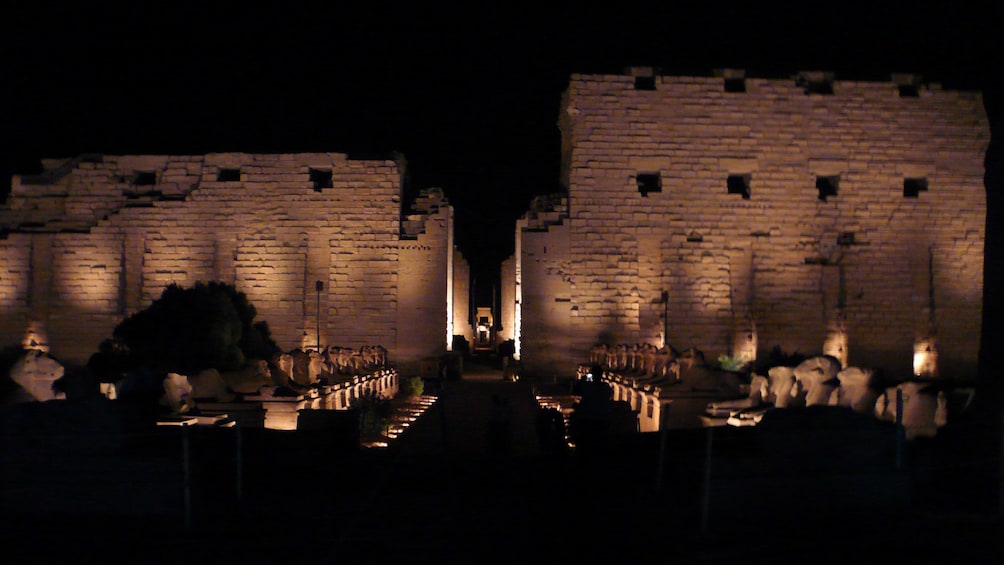 stone building at night in luxor