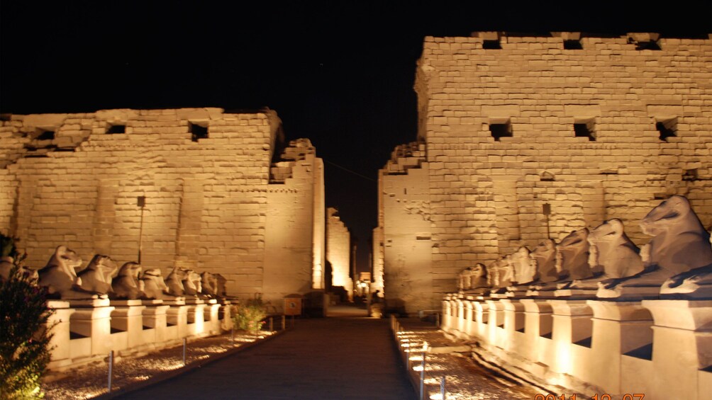 stone building at night in luxor