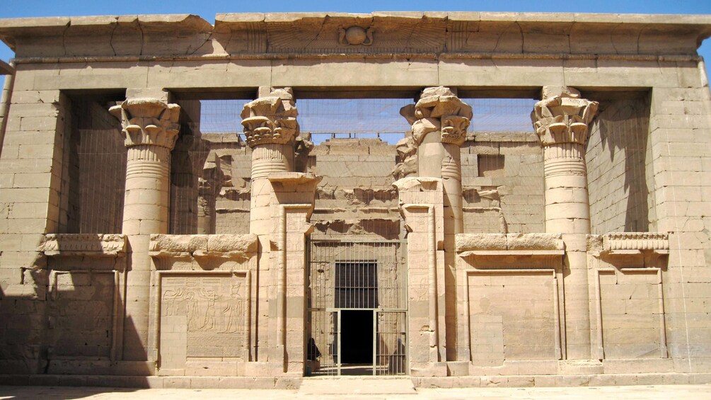 Carved pillars and entrance at the Kalabsha Temple in Aswan