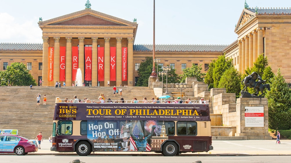 Hop-On Hop-Off bus in front of the Philadelphia Museum of Art