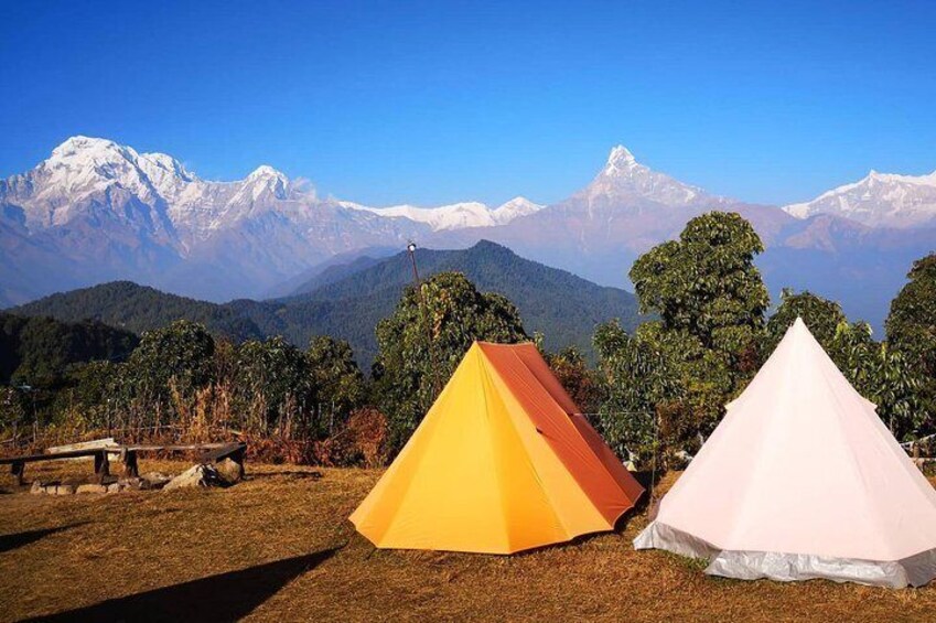 Australian Camp with the view of Annapurna South (7,219 m) and Fishtail (6,997 m)