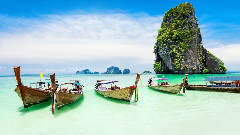 wooden rafts on the beach in Phuket