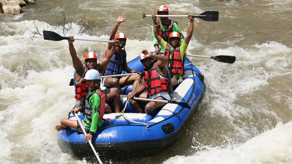 whitewater rafters cheering in Phuket