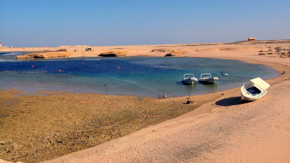 View of the boats on the Sharm el Naga Bay Snorkeling Trip