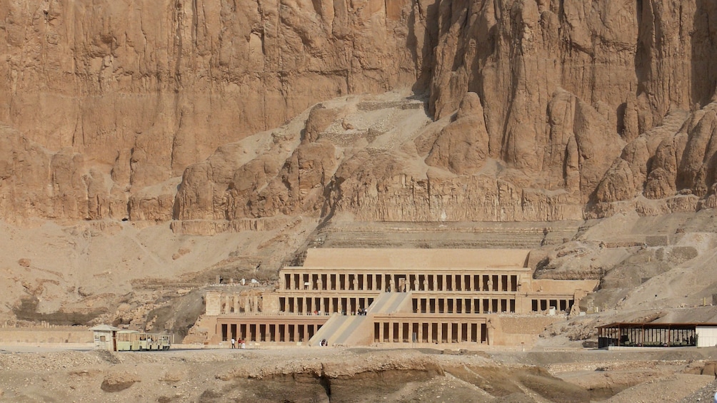 temple built in to cliff in egypt