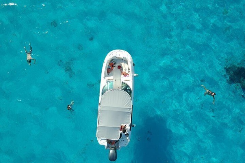 Snorkeling in the crystal clear water of Bora Bora's lagoon