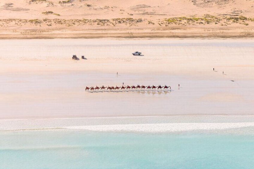 The camels of Cable Beach from above!