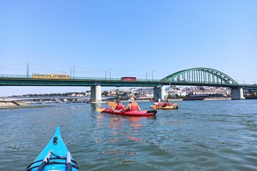 Kayaking under Belgrade bridges