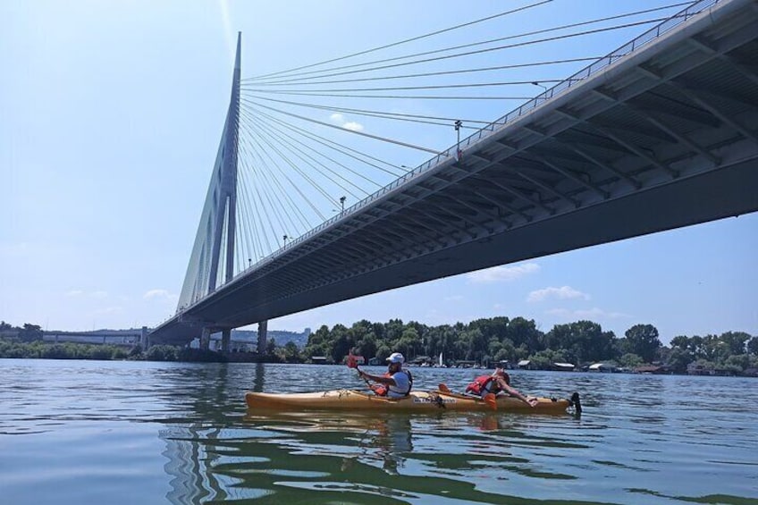 Kayaking under Belgrade bridges