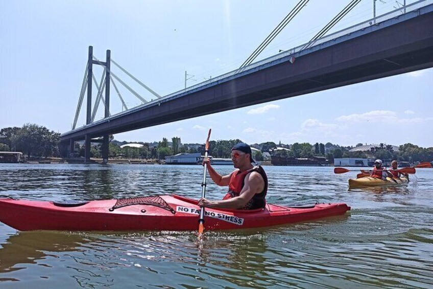 Kayaking under Belgrade bridges