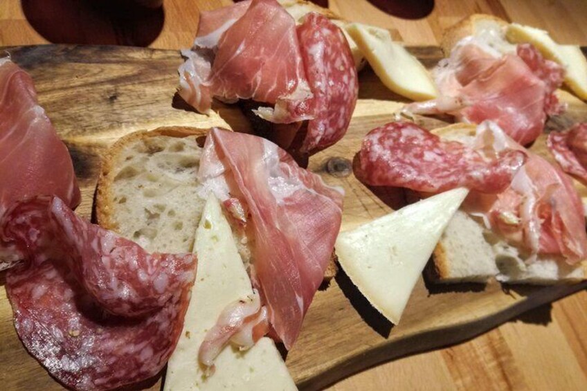 Salami and cheese tasting