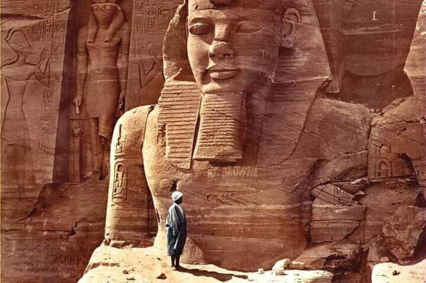One of the four statues of king Rameses temple facade