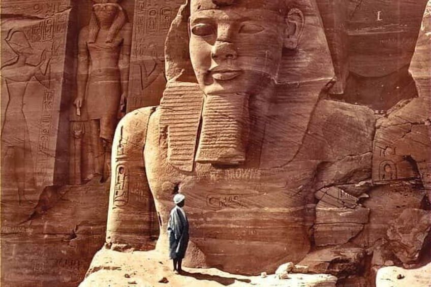 One of the four statues of king Rameses temple facade