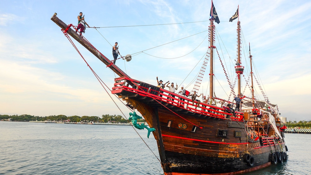 Pirates on ship in bay of Puerto Vallarta, Mexico
