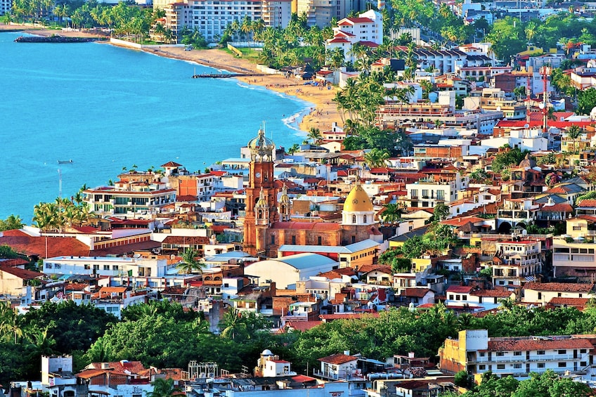 Aerial view of Puerto Vallarta with seashore