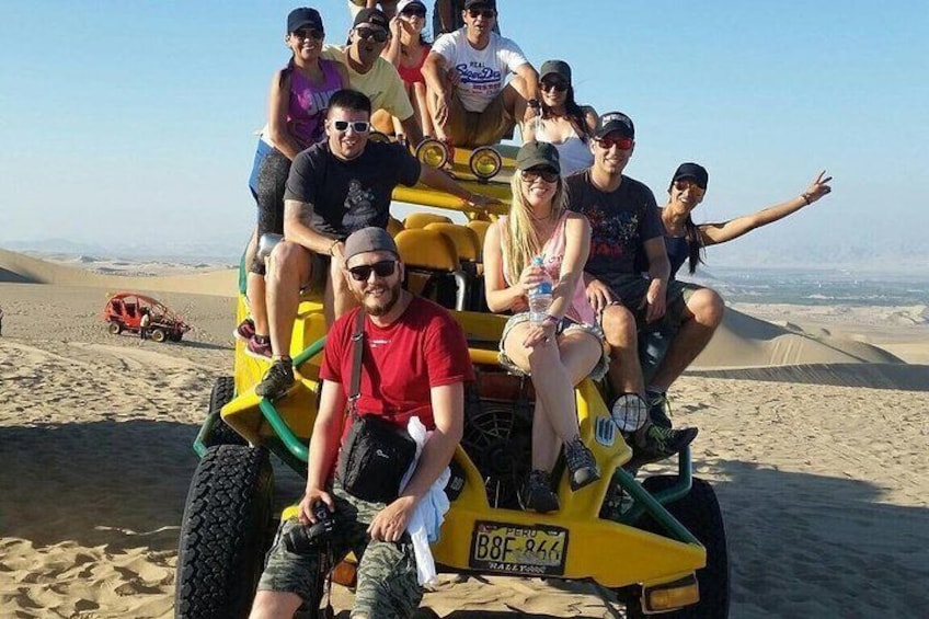 Group in the desert having fun