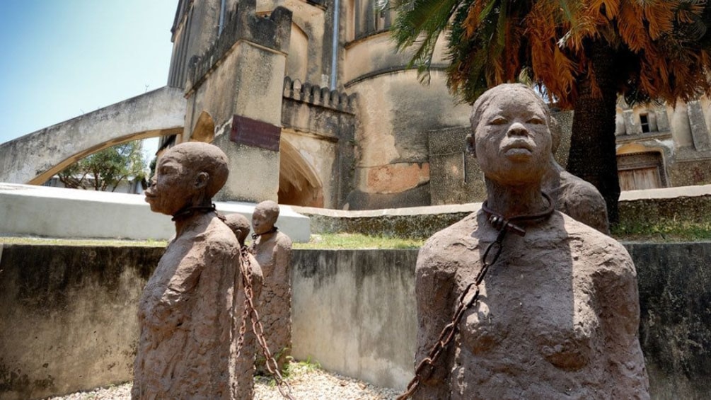 Sculptures at the historical Stone Town in Salaam