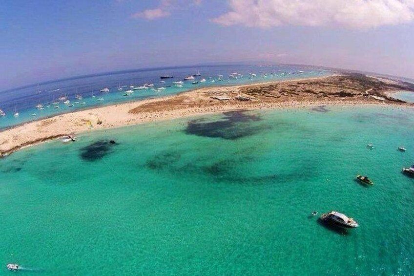 Drone view of the astounding island of Formentera