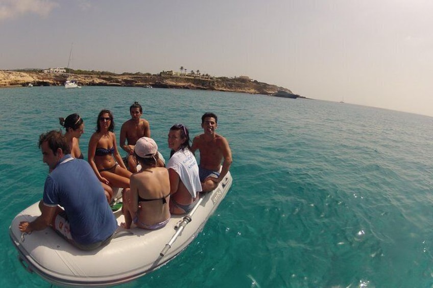 With our dinghy boat you can easily embark and disembark from the catamaran.