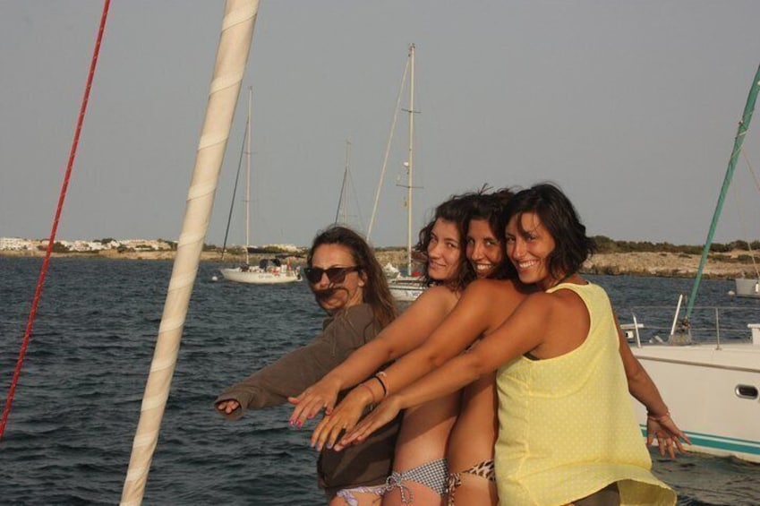 A group of customers having fun on our catamaran.