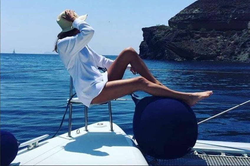 Half-Day Semi-Private Catamaran Cruise in Santorini