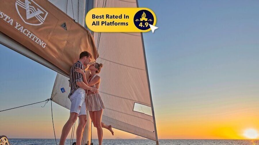 Santorini Platinum Catamaran Cruise with Meal, BBQ and Open Bar