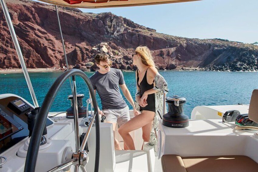 Half-Day Semi-Private Catamaran Cruise in Santorini