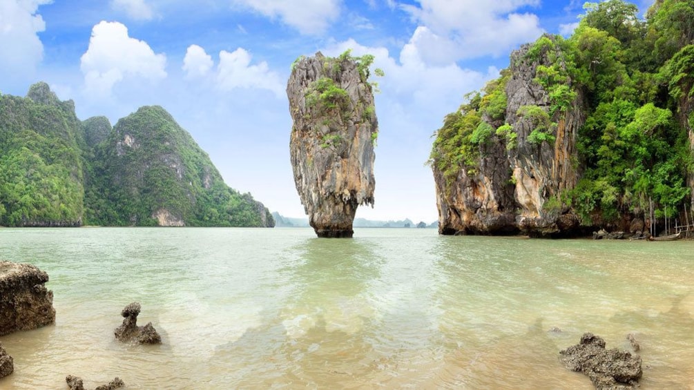 tall standing rock in the water in Phuket