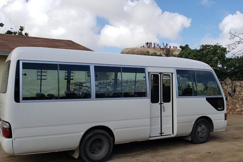Our Air-conditioned bus at the Casibari Rock Formation