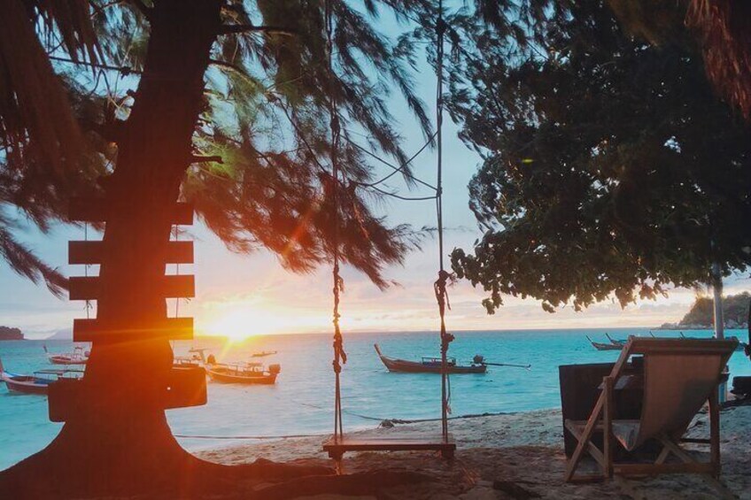 Sunrise yoga class overlooking the beach, the sea & sunrise .