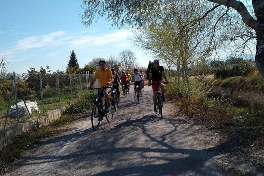 Show item 2 of 7. Cycling along the Aljufia main canal.
