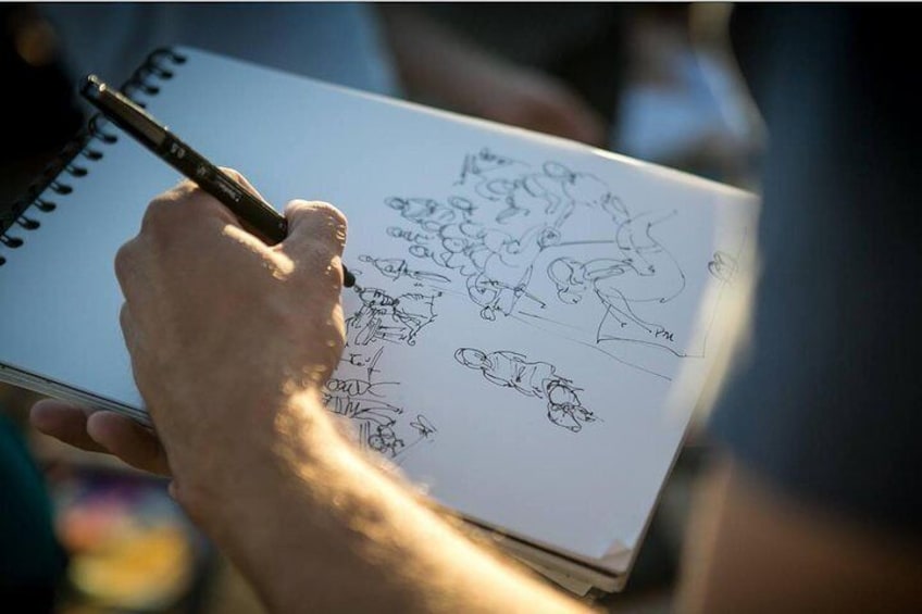 urban sketcher guided tours with a local professional artist