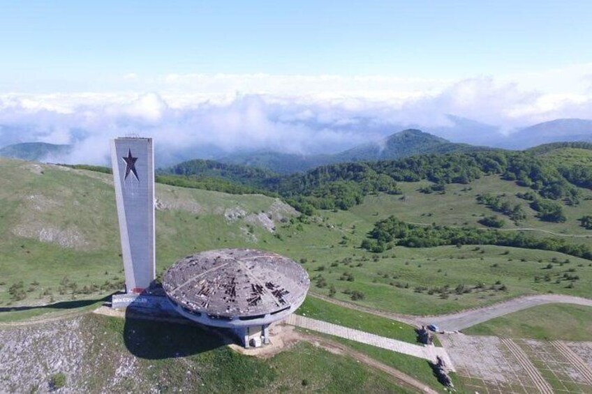 Symbol of the Communism Buzludzha monument and the Rose valley